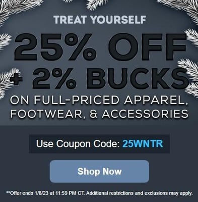 25% Off + 2% Bucks on Full-Priced Clothing, Footwear, & Accessories w/Code "25WNTR" (Free S/H over $49 + Get 2% back from your order in OP Bucks)