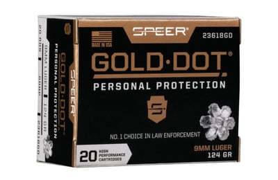 Speer Gold Dot 9mm 124 Grain Hollow Point 20 Rounds - $19.99