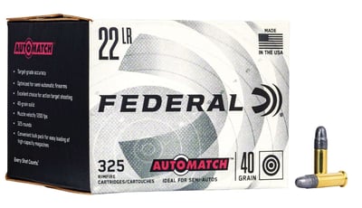 Federal AM22 Champion Training 22 LR 40 gr Lead Round Nose (LRN) 325rd Box - $19.99