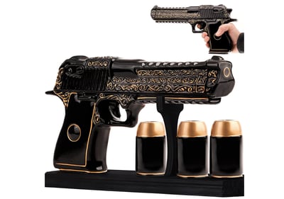 Ceramic Tequila Bottle 500 Ml Decanter Set With Glasses Black/Gold - $65.99 + FREE Shipping