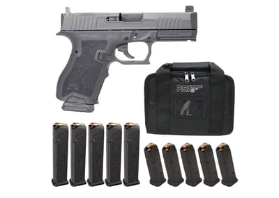 PSA Dagger Compact 9mm Pistol With Doctor Slide & Non-Threaded Barrel, Black DLC With 10 PMAGs 27rd/15rd Magazines & PSA Pistol Bag - $399.99