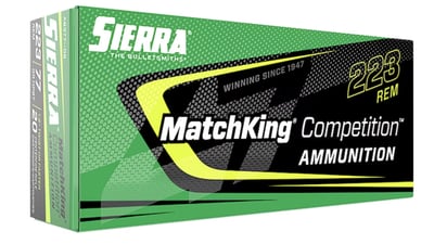 Sierra MatchKing Competition 223 Rem 77 Grain Hollow Point Boat Tail Box of 20 - $21.99 (Free S/H over $75 after code "FREESHIP042523")