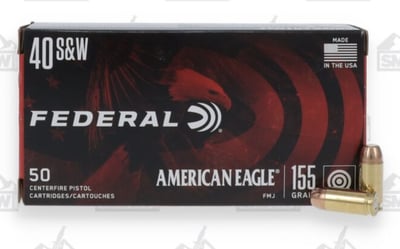 Federal American Eagle 40 S&W 155 Grain FMJ 50 Rounds - $13.99