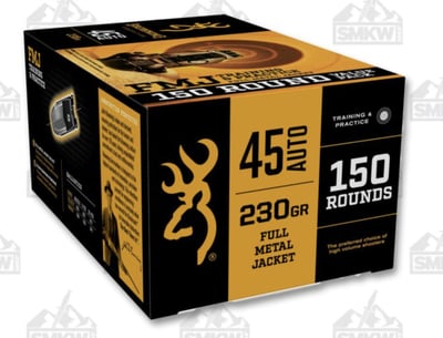 Browning Training and Practice 45 ACP Ammunition 230 Grain FMJ 150 Rounds - $64.99