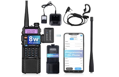 Baofeng UV-5R Ham Radio Two Way Radio 3800mAh w/ Earpiece and TIDRADIO Wireless Programmer Adapter Support Phone APP Program - $27 + FREE Shipping