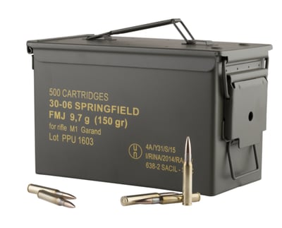 PPU .30-06 Springfield FMJ 150gr for M1 Garand MC 500 Rds - $529.99