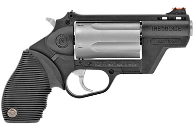 Taurus Judge Public Defender Polymer 45 Colt (LC)/410 Gauge 5 2.50" Black Frame Stainless Steel Cylinder Black Ribber Grip Fiber Optic Front Sight - $377.75 