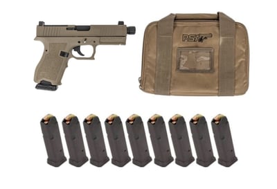 PSA Dagger Compact 9mm Pistol with Extreme Carry Cuts RMR With Threaded Barrel, Lower 1/3 Day Sights, & 10 - 15RD Magazines & Pistol Case FDE - $389.99