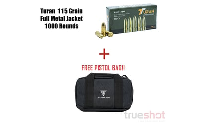 FREE Full Forge Gear Cat 1 Single Pistol Bag Black Turan 9mm 115 Grain FMJ 1000Rnd - $239.99