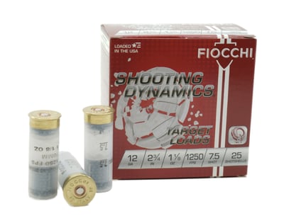 Fiocchi Shooting Dynamics 12 Gauge #7.5 Shot 1-1/8 oz. 1250 FPS 25 Rounds - $8.49