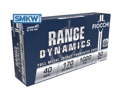 Fiocchi Range Dynamics 40 S&W 170 Grain FMJTC 50 Rounds - $14.99