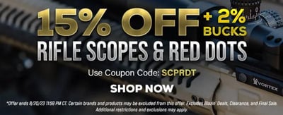 15% OFF Rifle Scopes & Red Dot Sights With Code "SCPRDT" (Free S/H over $49 + Get 2% back from your order in OP Bucks)