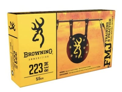 Browning Training & Practice 223 Rem 55 Gr FMJ Case of 1000 Rounds - $399 