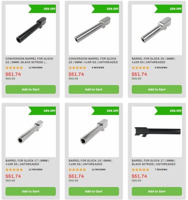 For Glock - Factory Replacement Barrels Sale from $51.74