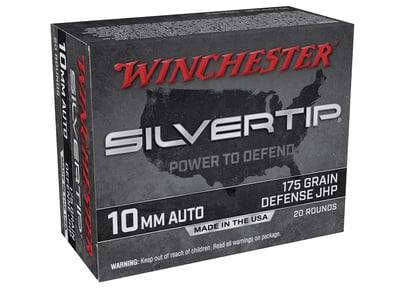 Winchester Silvertip Defense Ammunition 10mm Auto 175 Grain Jacketed Hollow Point Box of 20 - $14.67 