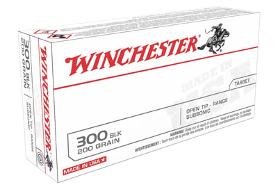 Winchester USA Ammunition 300 AAC Blackout Subsonic 200 Grain Open Tip Range 20 Rnd - $15.99 
