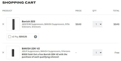 Buy a BANISH Silencer over $849 and Receive a BANISH 22K-V2 for FREE