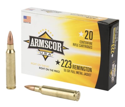 Armscor, 223 Rem 55 Grain Full Metal Jacket 20 Round Box - $8.99
