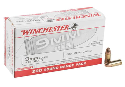 Winchester Range Pack 9mm 115gr FMJ 200 Rounds - $49.99  (Free S/H over $49)