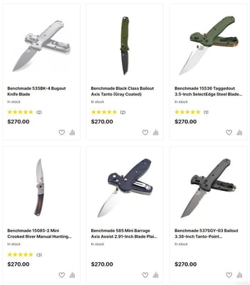 Select Benchmade Knives for $189 after Code "FCBM189" (Free S/H)