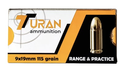 TURAN Ammo Range and Practice 9mm Luger 115 grain FMJ 50 Rnd - $12.89
