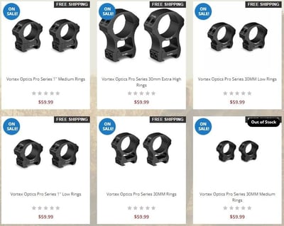 Vortex Pro Series Rings $59.99 + Free Shipping