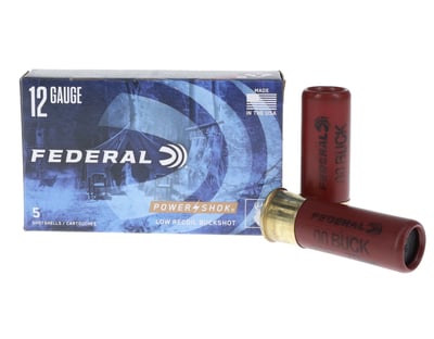 Federal Power Shok 12 Gauge Ammunition 2.75' Buckshot 9 Pellets 00 Buck 5 Rounds - $4.99