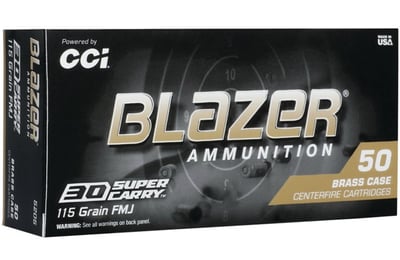 CCI Blazer Ammo 30 Super Carry 115 Grain Full Metal Jacket 50 Rounds - $18.99