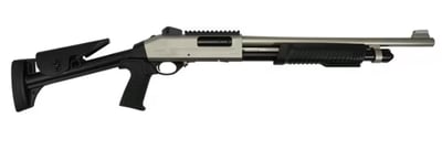 Ermox X-PRO-M Tactical Pump Action Shotgun,12 Gauge, 5+1, 3" Chamber, 18.5" Barrel, Fiber Optic Front Sighs Skeleton Stock Marine Finish - $229.99