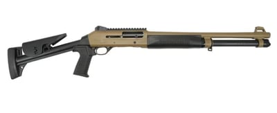 Ermox X-Defense-TN Semi-Auto M4 Type Tactical Shotgun, 12 Ga, Gas Piston Operated, 5+1, 18.5" Bbl, Fiber Optic Front Sight, Choke Set, Tan Cerakote, - $379.99