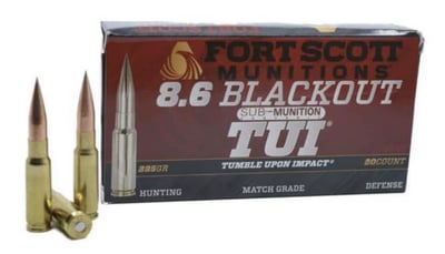 Fort Scott Munition 8.6 Blackout Subsonic 285Grain SCV TUI 20rd - $49.98 (add to cart price)