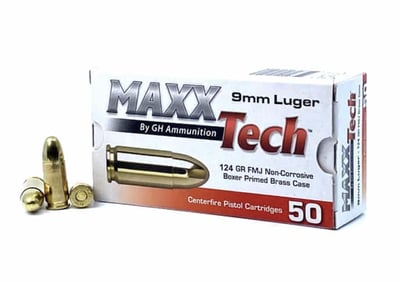Maxxtech 9mm 124 Grain FMJ 1000rd - $229.99