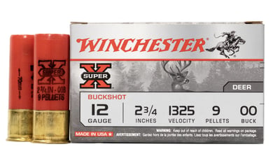 Winchester Super-X Buckshot 12 Gauge 2 3/4" 9 Pellets #00 Buck Lead Shot 5 Rds - $2.99