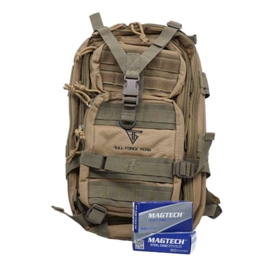 Buy a Full Forge Gear Tan Backpack and Get 100 Rounds of Magtech Steel 9mm FREE - $59.99
