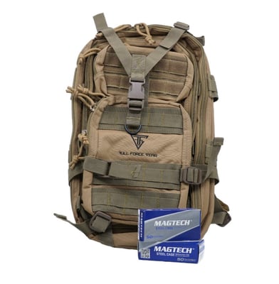 Buy a Full Forge Gear Tan Backpack and Get 100 Rounds of Magtech Steel 9mm FREE - $59.99 