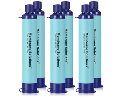 Membrane Solutions Portable Water Filter Straw Filtration Blue, 6 pack - $38.98 (Free S/H over $25)