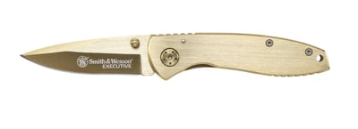 S&W Executive 6.8" High Carbon S.S. Folding Knife with 2.8" Drop Point Blade, Aluminum Handle Gold - $20.27 (Free S/H over $25)