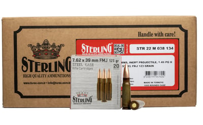 STERLING 7.62x39 123Gr Steel Case Ammunition 1000 Round CASE - $462.99 ($12.99 S/H)