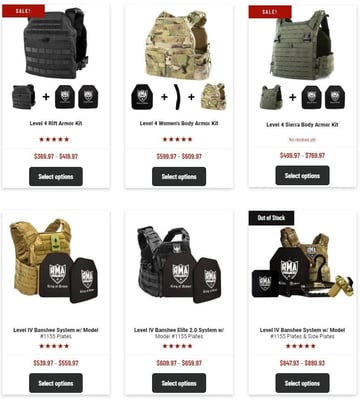 RMA Armament Body Armor Kit Plate Carrier with Plates from $332.97 w/code "RMAFEB"