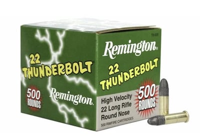 Remington .22 Thunderbolt .22 LR 40 gr RN 1255 fps 500/ct - $26.99 ($5 S/H over $99.99 w/ code "FR240422")