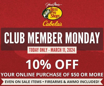 Club Member Monday - 10% Off Your Online Purchase Of $50 Or More - Even On Sale Items, Firearms & Ammo! (Free Shipping over $50)