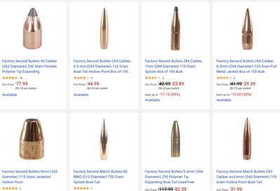 Factory Second Match Bullets Sale