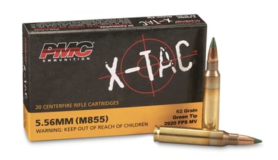 PMC X-Tac M855 Green Tip 5.56x45mm NATO FMJ 62 Grain 20 Rounds - $9.78 (Buyer’s Club price shown - all club orders over $49 ship FREE)