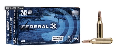Federal 243 Win 75gr Jacketed Hollow Point (120Rnd - 3Boxes) - $100.97 after code "SMSAVE"