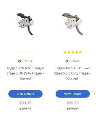 TriggerTech AR-15 Single-Stage 5.5lb Duty Trigger - Curved - $99.99