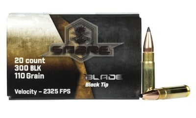 AAC "Sabre Blade Black Tip" 300 Blackout 110 Grain 20rd Box - $12.99