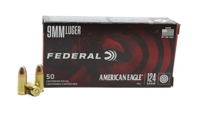 Federal American Eagle 9mm 124 Grain FMJ 1000 Rnd - $259.99