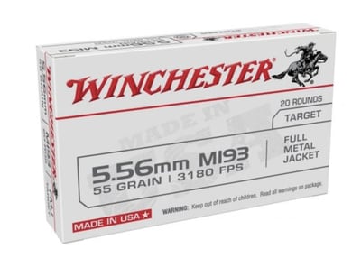 Winchester 55gr FMJ 5.56x45 M193 Ammunition 20 Rounds - $8.99 