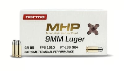Norma 9mm 85gr MHP 50 Rds - $12.99 