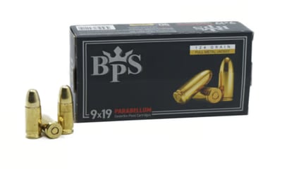 BPS Ammunition 9mm 124 Grain FMJ 1000 Rnd - $229.99 